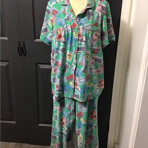 BedHead Pajama Set World Passport Print Paris London